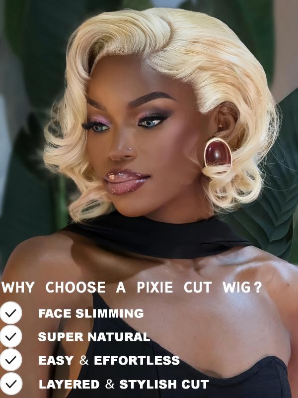#613 Blonde Pixie Cut Loose Body Wave Wig Short 7x6/13x6 Full Frontal Lace Human Hair Wigs
