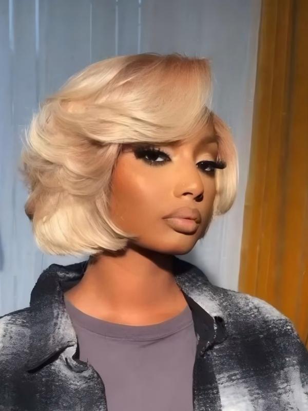 #613 Blonde Pixie Cut Loose Body Wave Wig Short 7x6/13x6 Full Frontal Lace Human Hair Wigs