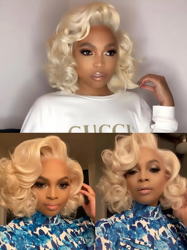 #613 Blonde Pixie Cut Loose Body Wave Wig Short 7x6/13x6 Full Frontal Lace Human Hair Wigs