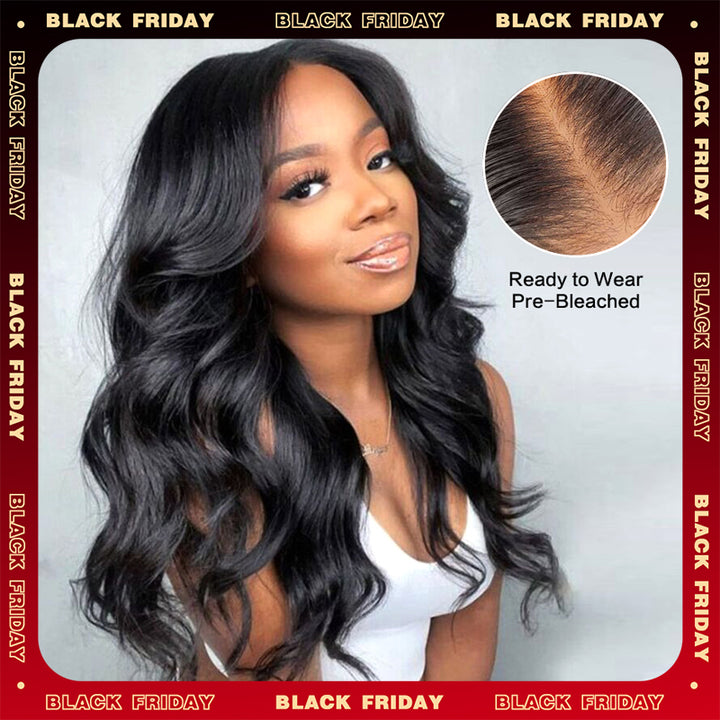 FLASH SALE | NEW Pre-Bleached Scalp Knots Glueless 6x6 Body Wave Lace Closure Wig 100% Virgin Human Hair