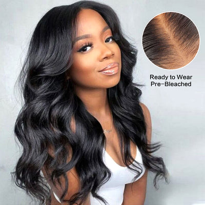 FLASH SALE | NEW Pre-Bleached Scalp Knots Glueless 6x6 Body Wave Lace Closure Wig 100% Virgin Human Hair