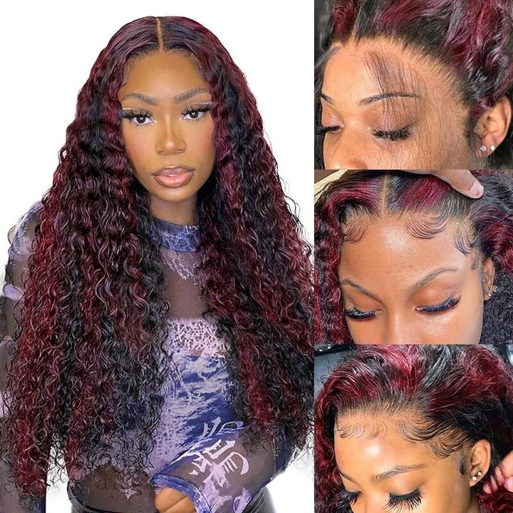 Flash Sale | P1B/99J Highlight 13x6 Body Wave Wig 16-34 Inches Transparent Lace Front Human Hair Wigs