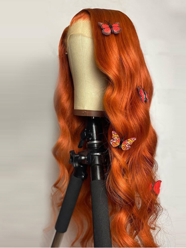 Orange Ginger #350 Colored Straight Wig HD Transparent Lace Wig Human Hair