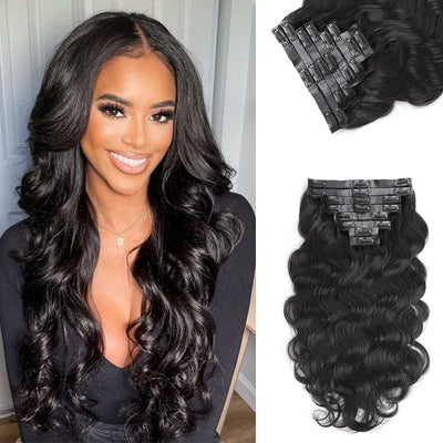 8 Pieces/Set Seamless PU Clip-Ins  Body Wave Hair Extensions Clip In Human Hair Extension