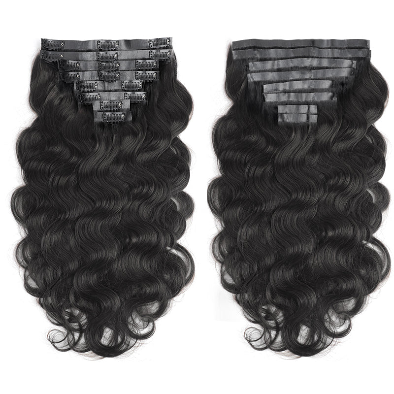 8 Pieces/Set Seamless PU Clip-Ins  Body Wave Hair Extensions Clip In Human Hair Extension