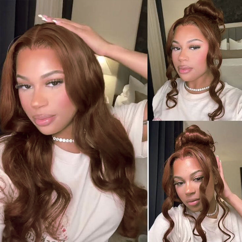 Crazy Sale | Invisi-Strap Snug Fit #4 Chocolate Brown 360 Lace Frontal Human Hair Wig No Code Needed