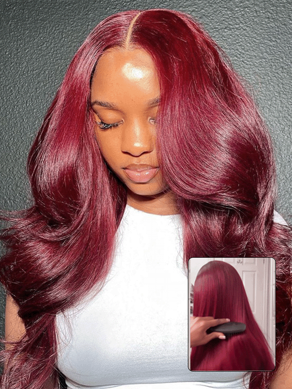 7x6 PreMax Wigs | #99J Burgundy Body Wave Tiny Knots Glueless 7x6 HD Lace Wig Super Natural Hairline