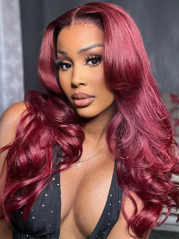 7x6 PreMax Wigs | #99J Burgundy Body Wave Tiny Knots Glueless 7x6 HD Lace Wig Super Natural Hairline