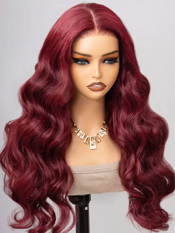 7x6 PreMax Wigs | #99J Burgundy Body Wave Tiny Knots Glueless 7x6 HD Lace Wig Super Natural Hairline