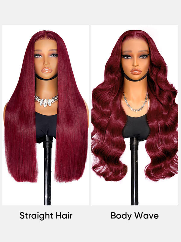 7x6 PreMax Wigs | #99J Burgundy Body Wave Tiny Knots Glueless 7x6 HD Lace Wig Super Natural Hairline