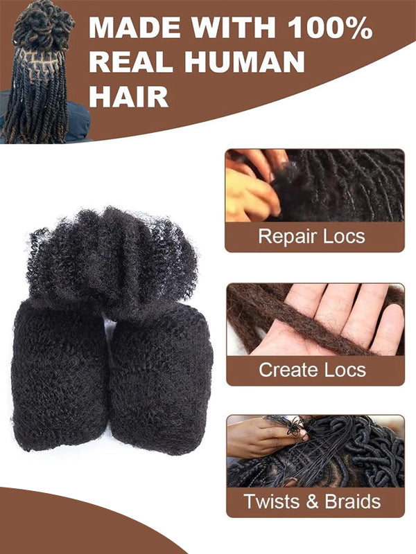 Afro Kinky Bulk Human Hair Braiding Hair for Dreadlocks, Locs Repair, Dreadlock Extensions, Twists, Braids