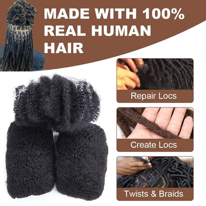 Afro Kinky Bulk Human Hair Braiding Hair for Dreadlocks, Locs Repair, Dreadlock Extensions, Twists, Braids