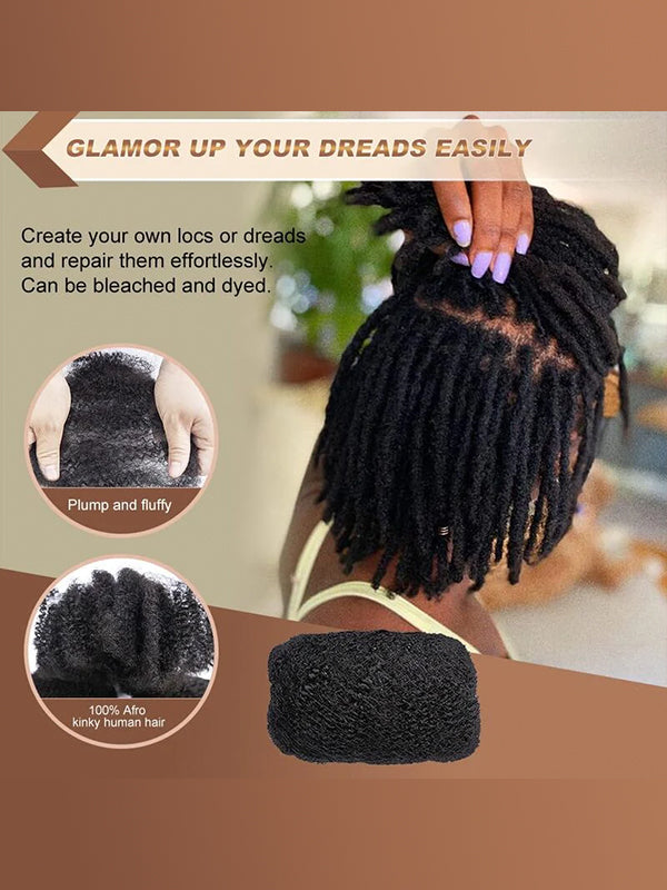 Afro Kinky Bulk Human Hair Braiding Hair for Dreadlocks, Locs Repair, Dreadlock Extensions, Twists, Braids