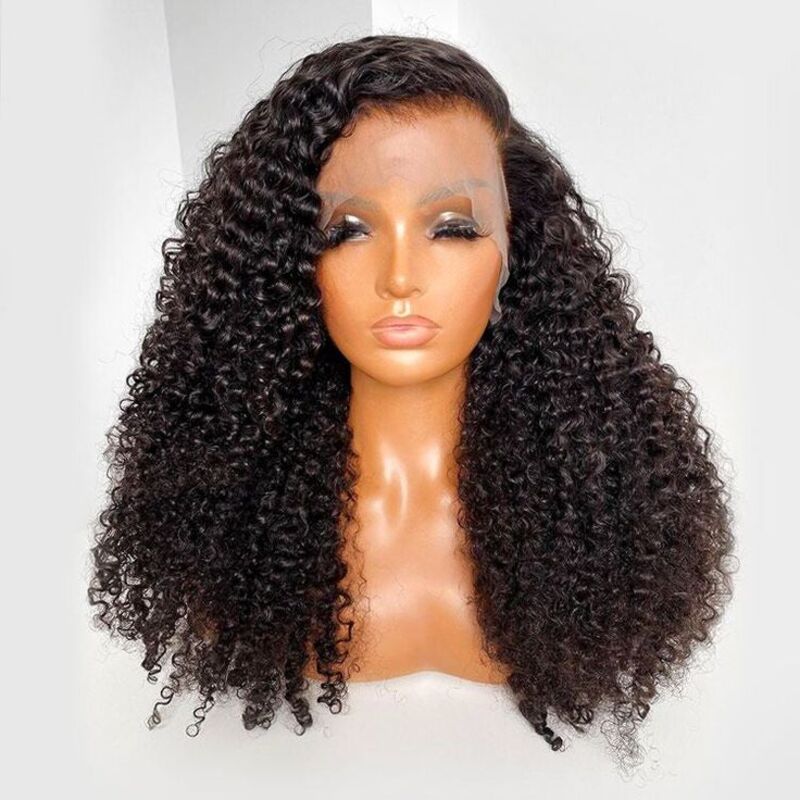 Afro Kinky Curly 4B Wigs 250% Full Frontal Lace Wigs 4C 4B Natural Black Wigs