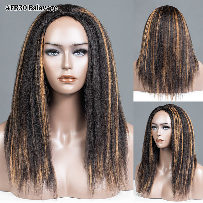 Afro Insta Wig Yaki Straight / Kinky Straight 3 in 1  Half Wig Glueless Flexi-Fit Drawstring Wig