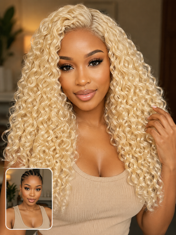 BIG DROP | 613 Blonde Burmese Curly Feather Crochet Human Hair Extensions Protective Style