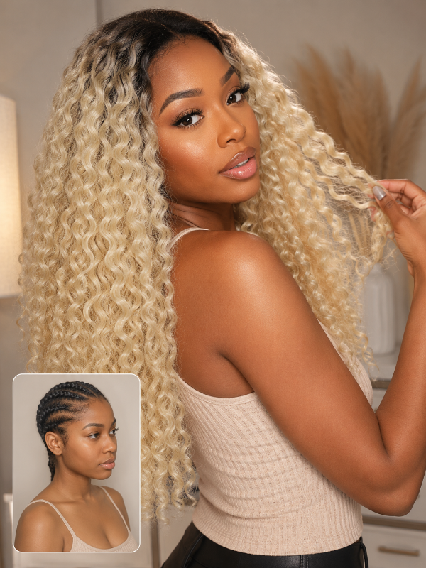 BIG DROP | 613 Blonde Burmese Curly Feather Crochet Human Hair Extensions Protective Style