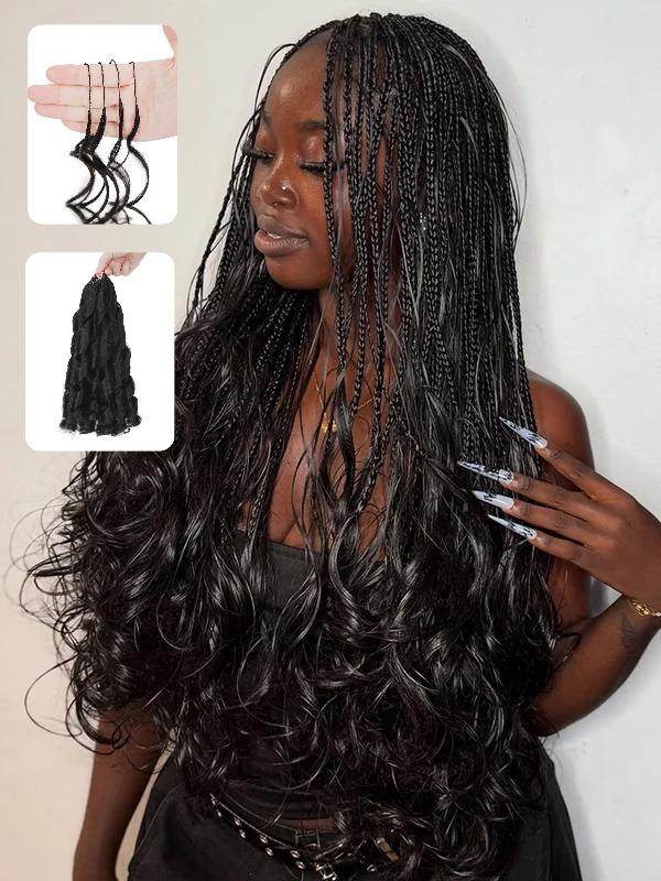 French Curl Feather Crochet Human Hair Extensions Miracle Knots Locs Protective Style