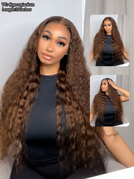 Flash Sale | @thequeenleora Recommend #4 Chocolate Brown Body Wave 7x6/13x6 FULL Frontal Lace Loose Deep Wave Human Hair Wig