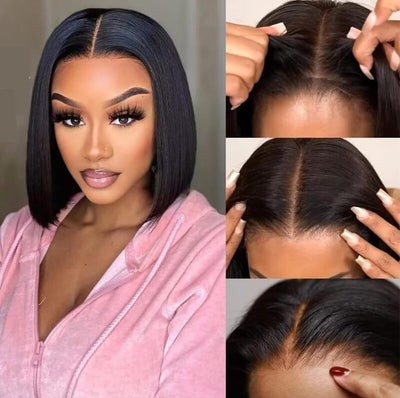 Wear & Go | Pre-Bleached 7x5 Glueless Lace Closure Wig Upgraded Straight Bob Wig