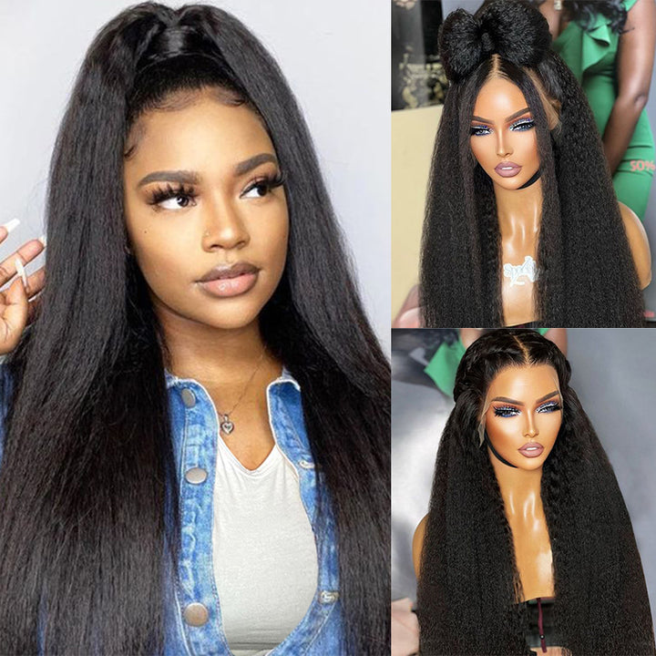 Best Sale Kinky Straight HD Transparent Full Lace Wigs 100% Virgin Human Hair