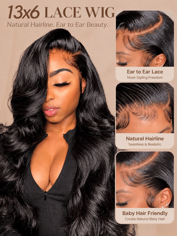 Black Friday | Natural Black Loose Body Wave 13x6 HD Lace Frontal Wig CheetahBeauty Human Hair Wigs