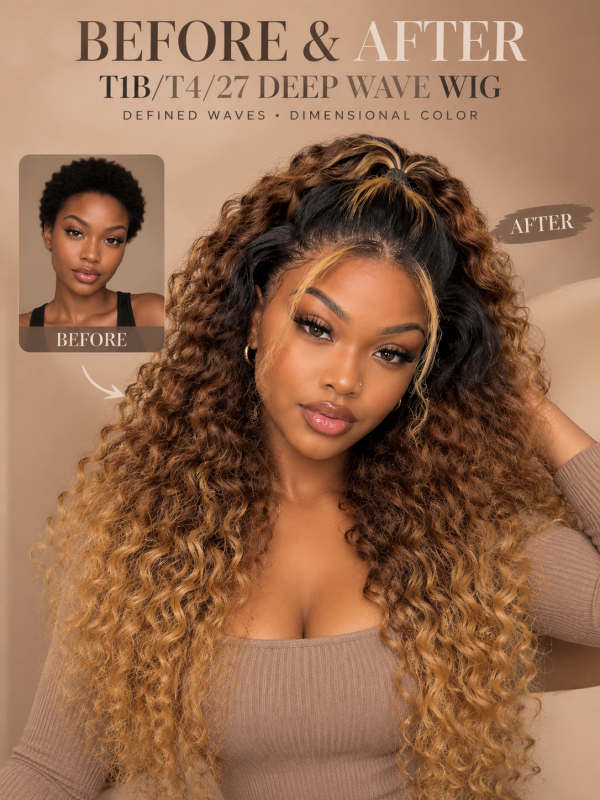 Black Friday Pre-Sale | T1B/4/27 Deep Wave 13x6 Full Lace Fontal Wig Pre-Colored Human Hair Wigs