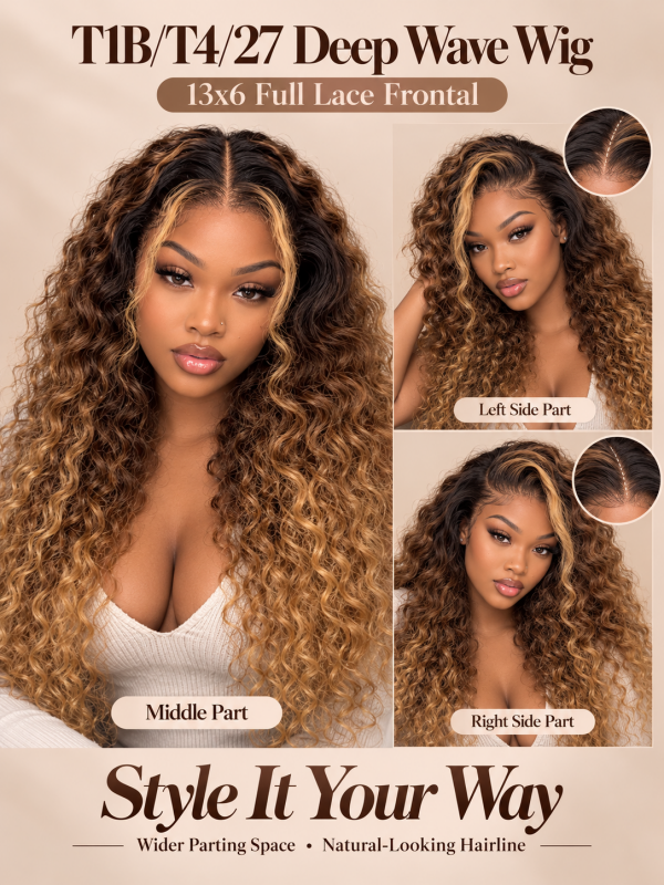 Black Friday Pre-Sale | T1B/4/27 Deep Wave 13x6 Full Lace Fontal Wig Pre-Colored Human Hair Wigs