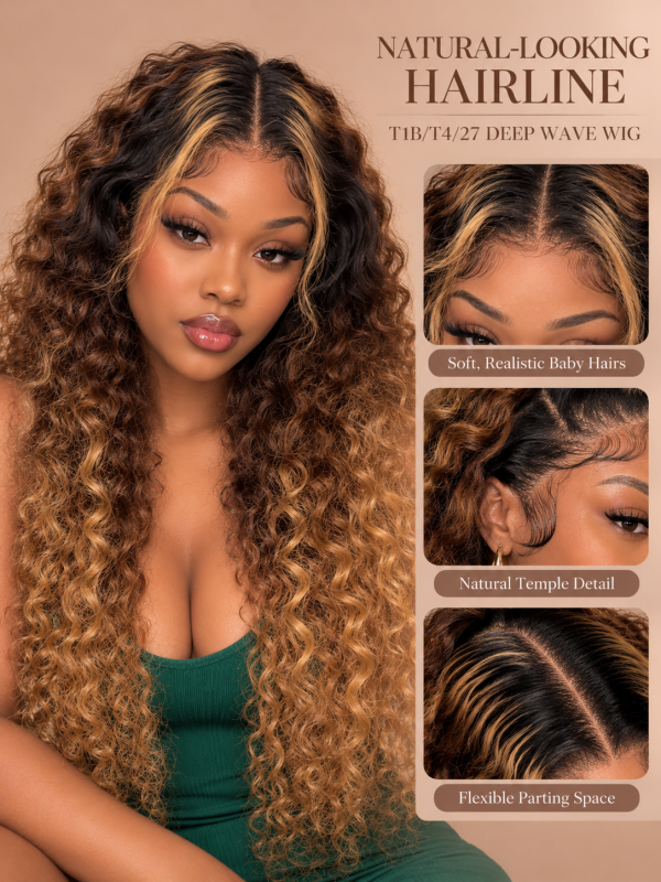 Black Friday Pre-Sale | T1B/4/27 Deep Wave 13x6 Full Lace Fontal Wig Pre-Colored Human Hair Wigs