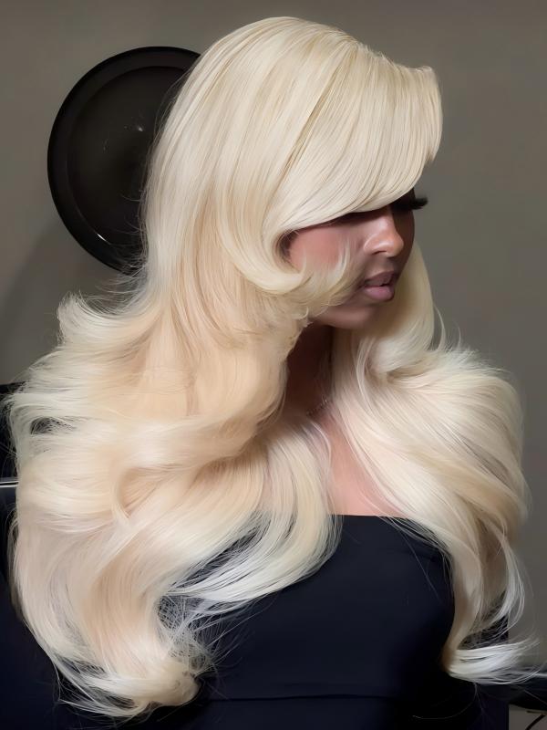 #613 Blonde Butterfly Layered Cut Loose Body Wave 7x6/13x6 Lace Human Hair Wigs