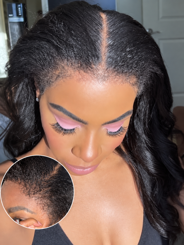 Blow Out 4C Curly Edge Hairline Kinky Body Wave 7x6/13x6 Lace Frontal Wigs With Natural Baby Hair