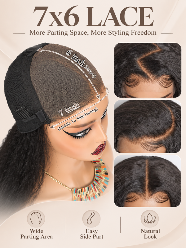 Blow Out 4C Curly Edge Hairline Kinky Body Wave 7x6/13x6 Lace Frontal Wigs With Natural Baby Hair