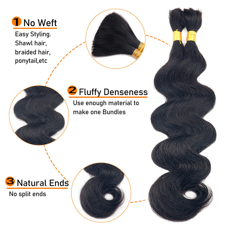 Boho Braids Body Wave Braid Hair Bulk 100% Human Hair Extensions Bulk for Braiding 100g/Sets