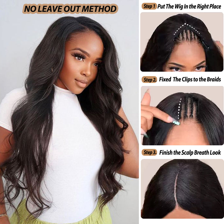 Body Wave V Part Wig No Leave Out Upgraded U Part Wig 100% Human Hair Wig