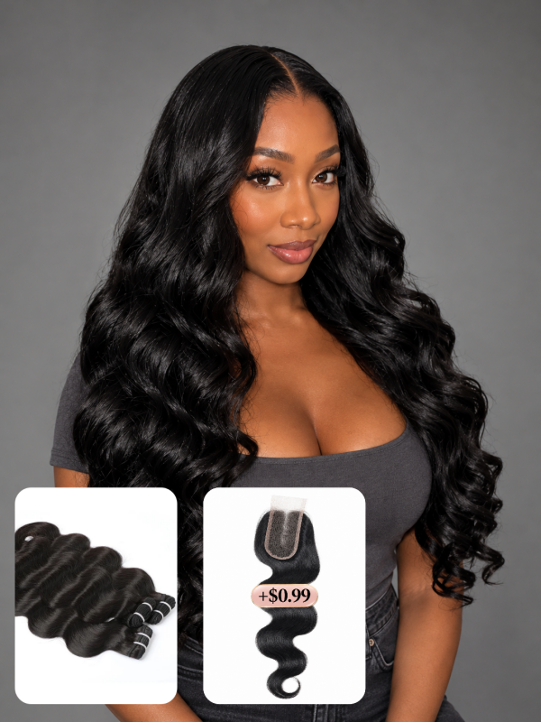 Body Wave Bundles 100% Virgin Human Hair Weave With 2x4 Lace Closure