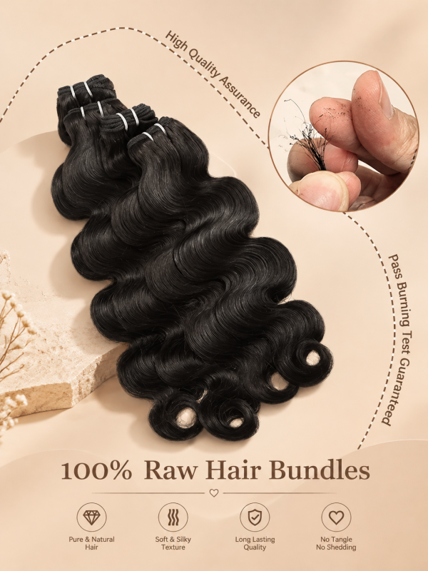Body Wave Bundles 100% Virgin Human Hair Weave With 2x4 Lace Closure