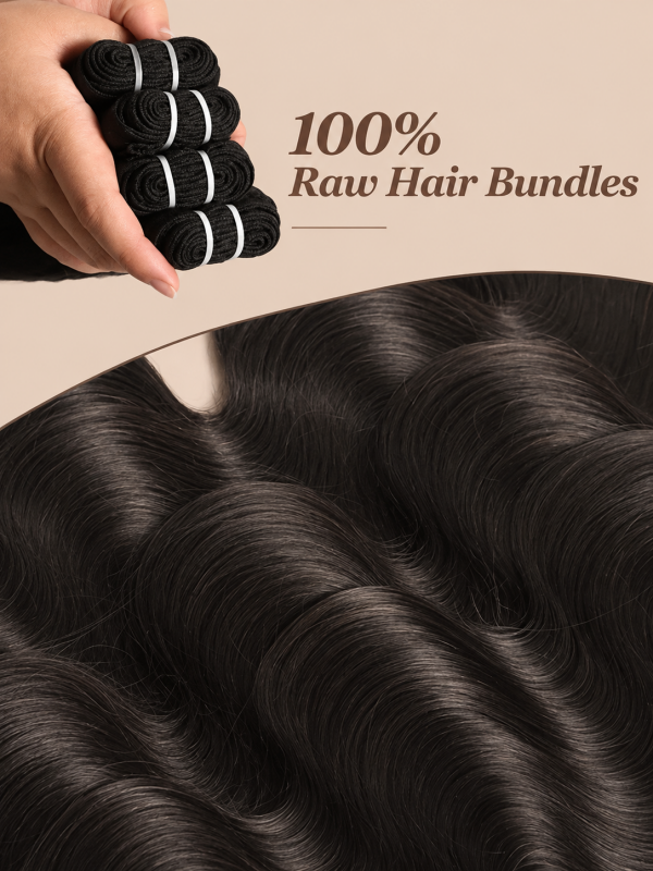 Body Wave Bundles 100% Virgin Human Hair Weave With 2x4 Lace Closure