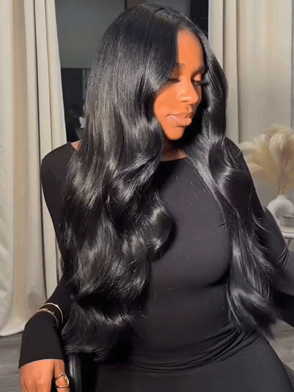 Extensions de cheveux à clips en PU Body Wave sans couture, 8 pièces avec 18 clips 