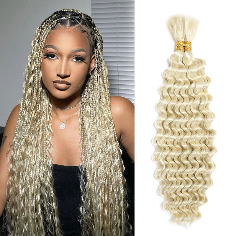 Boho 613 Blonde Bulk Hair For Braiding 100% Human Hair Extensions 100g/Set