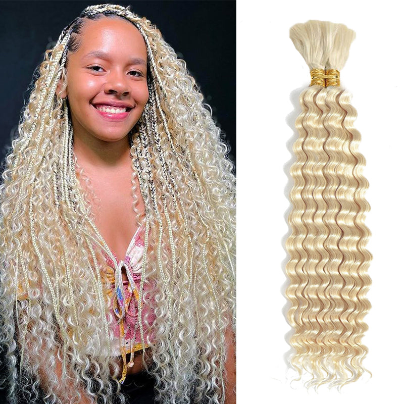 Boho 613 Blonde Bulk Hair For Braiding 100% Human Hair Extensions 100g/Set