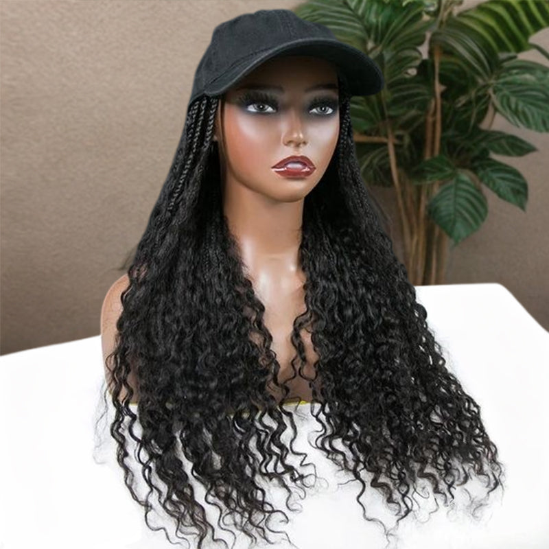 Grab & Go Braids Band Wig Boho Braids 100% Human Hair Curly Wig Braided Half Band Wigs