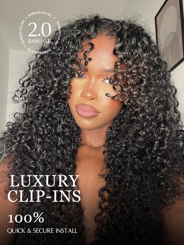 Extensions de cheveux bruts à clips | Extensions de cheveux bruts bouclés birmans sans couture, trame PU, 8 pièces avec 18 clips 