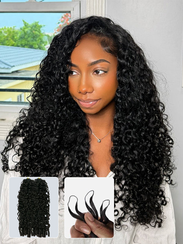 Burmese Curly Pre-Seperated Feather Crochet Human Hair Extensions for Black Women, Reusable Braiding Hair