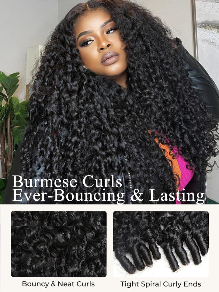 Burmese Curly Glueless Flexi-Fit Drawstring Wig 7x6/13x6 Lace Human Hair Wig