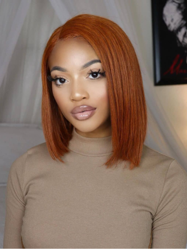 Ginger Colored Bob Wig HD Transparent Lace Bob Wig Human Hair