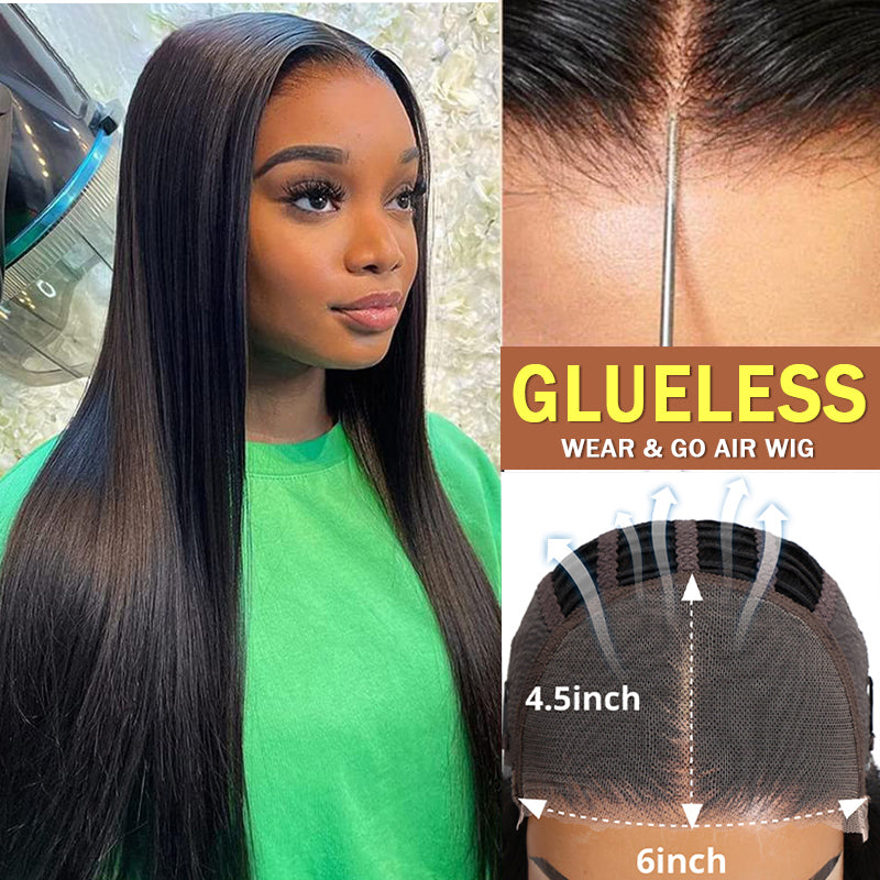 Wear & Go | 6x4.5 / 4x4 Transparent Lace Wig Straight Glueless Wig With Breathable Cap Air Wig