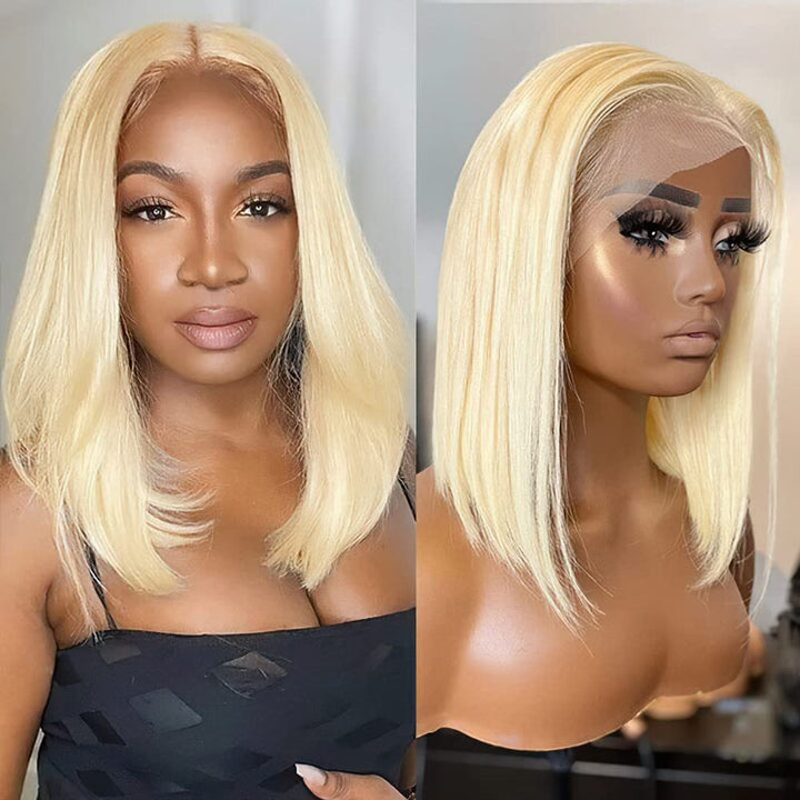 #613 Blonde Color Bob 13x4 HD Transparent Lace Frontal Bob Wig 100% Virgin Human Hair