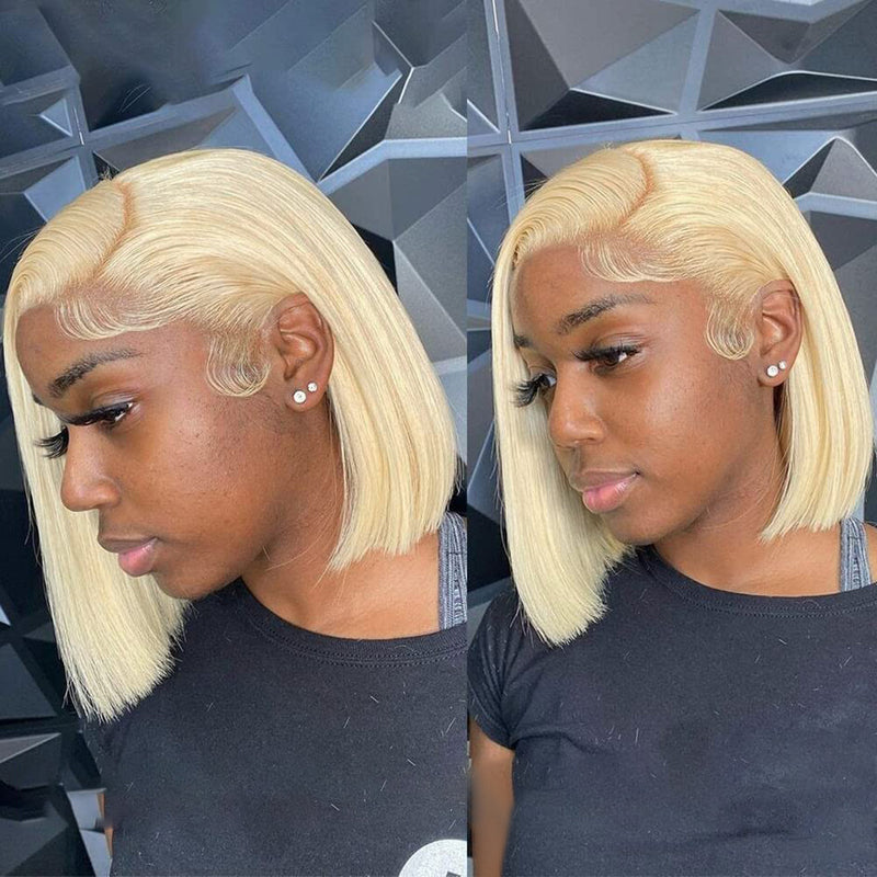 Flash Sale 180% Density 13x4 Lace Frontal Bob Wig #613 Blonde Color Bob Wig 100% Virgin Human Hair