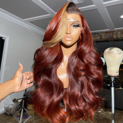 Cinnamon Brown Loose Body Wave Lace Wig Mix Ginger Colored Wigs