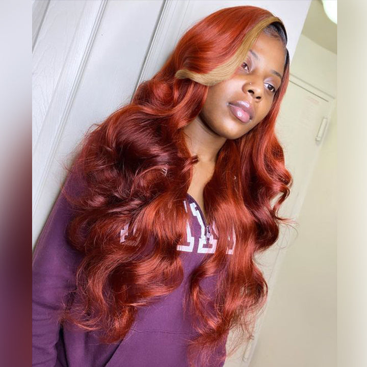 Cinnamon Brown Loose Body Wave Lace Wig Mix Ginger Colored Wigs